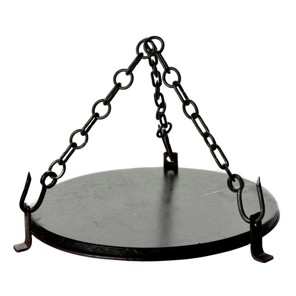 Kadai Stone Griddle Plate with metal ring and stand, 3 chains and hooks - Kadai - Creative Outdoor Living